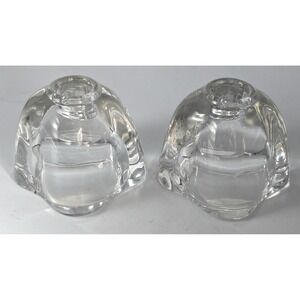 Vintage Danish Crystal Reversable Candle‎ Holders Votive Tea Light Tapers Pair